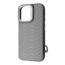 Чохол-накладка Kajsa Snake Pattern iPhone 16 Light Gray with Magnetic Ring