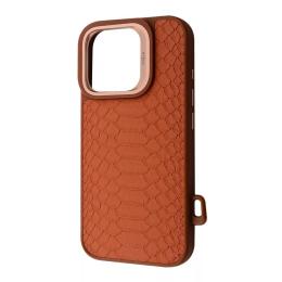 Чохол-накладка Kajsa Snake Pattern iPhone 16 Pro Brown with Magnetic Ring