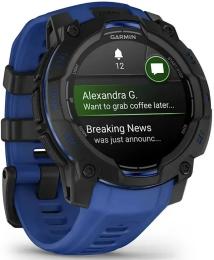 Смарт-годинник Garmin Instinct 3 45mm AMOLED Black with Blue Band (010-02936-03/43)