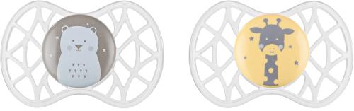 Пустушка Nuvita Air55 Explorer NV7086 Gray Yellow силіконова, ортодонтична, від 6 місяців, 2 шт.