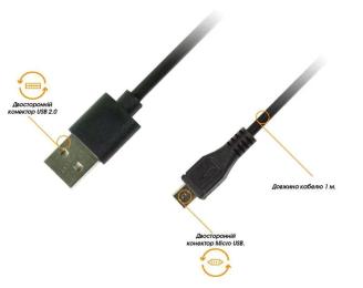 Дата-кабель Piko 1283126474101 1m USB(тато) - microUSB Type B(тато) Black