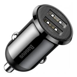 Автомобільний адаптер для телефона Baseus Grain Pro Car Charger Dual USB 4.8A Black (CCALLP-01)