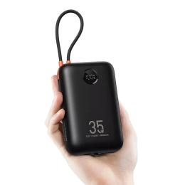 Зовнішній портативний акумулятор Veger Ultra Mini Built-In 2 cables 30000mAh Black (VG-W3018)