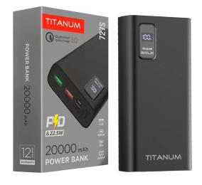 Зовнішній портативний акумулятор Titanum 727S 20000mAh Black 22.5 Вт (TPB-727S-B)