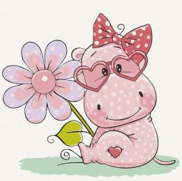 Картина за номерами Art Craft 30х30 см 15539-AC Цікавий бегемотик