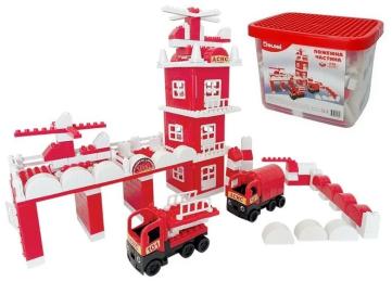 Конструктор Doloni Пожежна частина 013888/01 в пластиковому боксі, 248 деталей