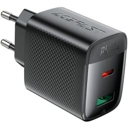 Адаптер живлення для телефона Acefast A106 Black 2xUSB 45W (USB-C+USB-A) Gan (6974316284031)