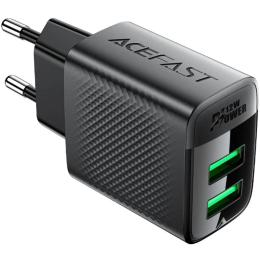 Адаптер живлення для телефона Acefast A86 Black 2xUSB 12W (USB-Ax2) (6974316283270)