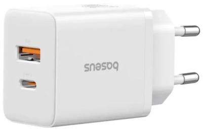 Адаптер живлення для телефона Baseus Cube Fast Charger C+U 20W EU Cluster White (P10111403213-00)