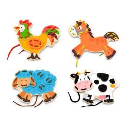 Деревяна іграшка Viga Toys Фермерські звірята шнурівка (51325)