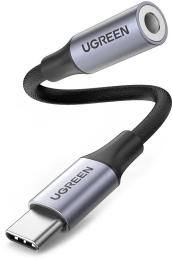 Перехідник Ugreen AV161 USBType-C (тато)  -  3.5mm (мама) Audio Cable Braided Aluminum Shell, 10cm Gray (80154)
