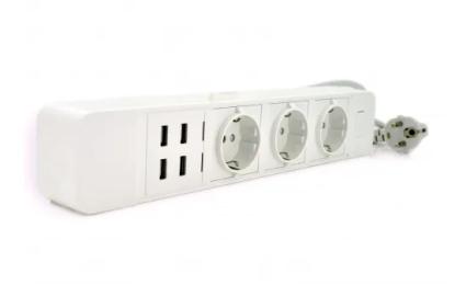 Мережевий фільтр Voltronic ТВ-Т09/17464 White 2 м, 3 розетки, 4 USB