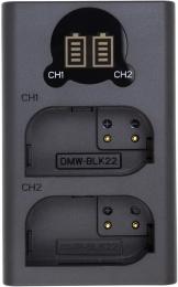 Зарядний пристрій до фотоапарата PowerPlant Panasonic DL-BLK22 (CH980376) з дисплеєм для двох акумуляторів