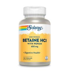 Solaray High Potency Betain HCl with Pepsin 650mg - 100 vcaps (2022-10-1029)