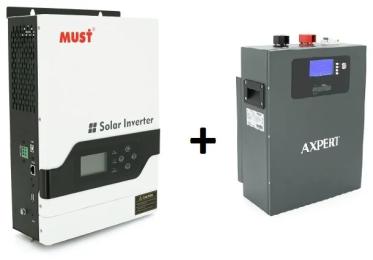 Сонячний інвертор MUST PV18-3224VPM II 3.2кВт + АКБ AXPERT LiFePO4 25.6V 100Ah