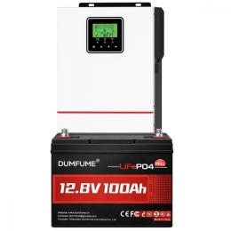 Сонячний інвертор Daxtromn 1 кВт LiFePO4 + акумулятор Dumfume 12V 100Ah