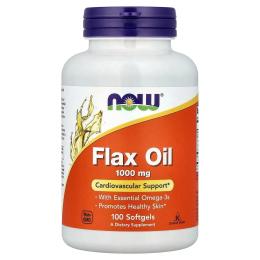 Лляна олія Now Foods Flax Oil 1000mg - 100 softgels (2023-10-4543)