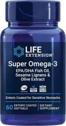 Рибячий жир Life Extension Super Omega-3 EPA/DHA Fish Oil Sesame Lignans &amp; Olive Extract Enteric Coated - 60 softgels (2022-10-1941)