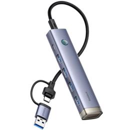 USB-хаб Baseus UltraJoy 4-Port AIR (USB/Type-C to USB 3.0*4+Type-C) Gray