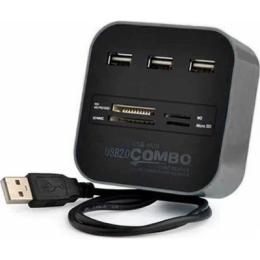 USB-хаб Voltronic USB 2.0 to 3xUSB 2.0 + SD/MMC/TF/M2 (CUB3-B) Black
