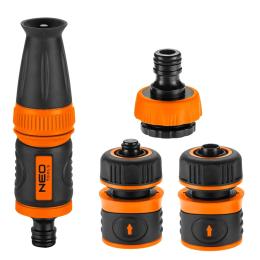 Набір для поливу Neo Tools 1/2, зрошувач прямий, 2 конектори для шланга, конектор для крана 1/2-3/4 (15-710)