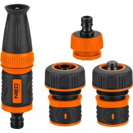 Набір для поливу Neo Tools 3/4, зрошувач прямий, 2 конектори для шланга, конектор для крана 3/4-1 (15-711)