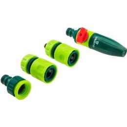 Набір для поливу Verto 1/2, зрошувач прямий, 2 конектори для шланга, конектор для крана 1/2-3/4 (15G711)