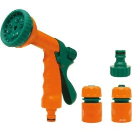 Зрошувач-пістолет 10-режимний FLO з набором зєднань 1/2, ABS-пластик, 4 шт 12/48