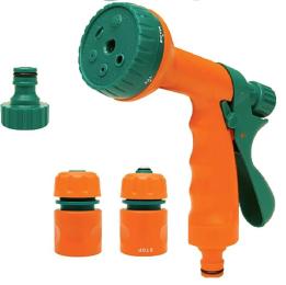 Зрошувач-пістолет 6-режимний FLO з набором зєднань 1/2, ABS-пластик, 4 шт 12/48