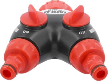 Розгалужувач садового шланга YATO : O= 3/4 і 1 ABS-пластик 12/48