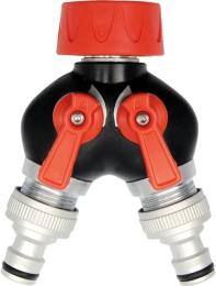 Розгалужувач садового шланга YATO: 3/4 (12 мм) / ABS / алюміній, з регулюв, витрат води 12/48