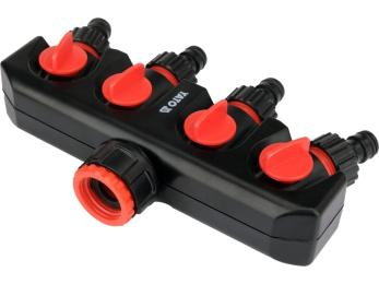 Розгалужувач швидкозєднувальний з клапанамми YATO з 1 канала O= 1 до 4 каналів O= 3/4 ABS-пластик