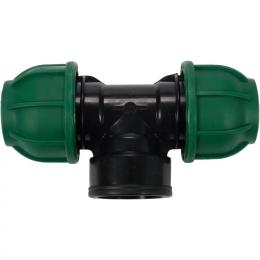 Трійник сполучний водяних пластикових труб 2x 25мм- внутр. різь G1/2 FLO поліпропіл, для тиску 1MPa