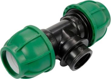 Трійник сполучний водяних пластикових труб 32 мм- 3/4- 32 мм FLO поліпропіленовий, для тиску 1 MPa