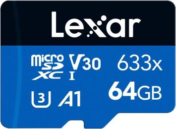 Карта памяті Lexar 64GB microSDXC High Performance 633x UHS-I U3 V30 A1 Class 10 (LMS0633064G-BNNAA)
