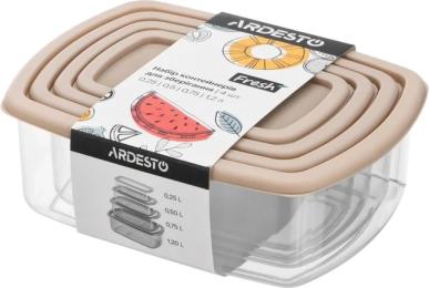 Набір контейнерів для їжі Ardesto Fresh 0.25/0.5/0.75/1.2л Beige (AR1312B)