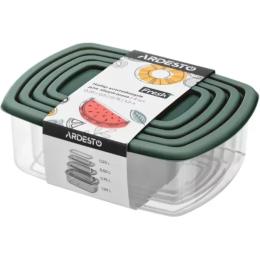 Набір контейнерів для їжі Ardesto Fresh 0.25/0.5/0.75/1.2л Green (AR1312G)