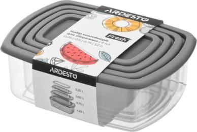 Набір контейнерів для їжі Ardesto Fresh 0.25/0.5/0.75/1.2л Gray (AR1312R)