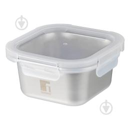 Контейнер для зберігання з нержавіючої сталі Bergner Go Lovers, 640 мл, квадратний (BG-36313-GY)