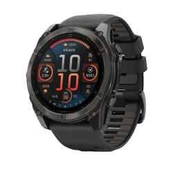 Смарт-годинник Garmin Fenix 8 51mm AMOLED Sapphire Сarbon Gray DLC Titanium w. Black/Pebble Gray S. Band (010-02905-20/21)