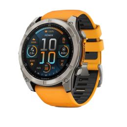 Смарт-годинник Garmin Fenix 8 51mm AMOLED Sapphire Titanium w. Spark Orange/Graphite Silicone Band (010-02905-10/11)