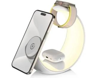 Бездротовий зарядний пристрій Infinity 4 IN1 Moon MAGSAFE 15W White