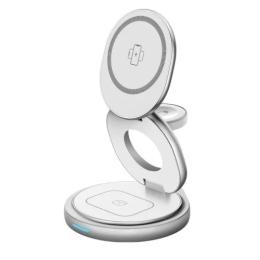 Зарядний пристрій 3 IN1 W27 MAGSAFE iPhone, iWatch, AirPods ORIGINAL Silver
