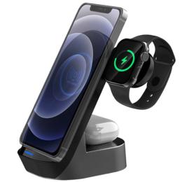 Бездротовий зарядний пристрій BUDI 3 in 1 Wireless Chargin Stand Black (WL4300B)