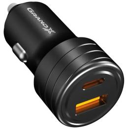Автомобільний адаптер для телефона Grand-X CH-30B Black 30W
