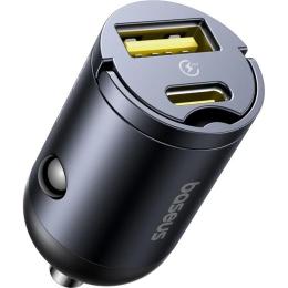 Автомобільний адаптер для телефона Baseus Tiny Star Mini Car Charger U+C Black 30W (C00035001121-02)