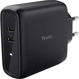 Адаптер живлення для телефона TRUST Maxo 65Вт, 2xUSB-C PD Black