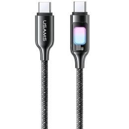Дата-кабель USAMS US-SJ750 With Colorful Light TC Ser. Type-C (тато)  -  Type-C (тато), 1.2m Titanium 100W