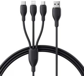 Дата-кабель Baseus Ultra-Fast 3in1 Fast Charging Cable USB (тато)  -  M + L + C (тато), 0.8m Black 3.5A (P10376303121-01)