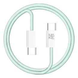 Дата-кабель Make Nylon Type-C (тато)  -  Type-C (тато), 1м Green 65W (MCB-CN1GR)